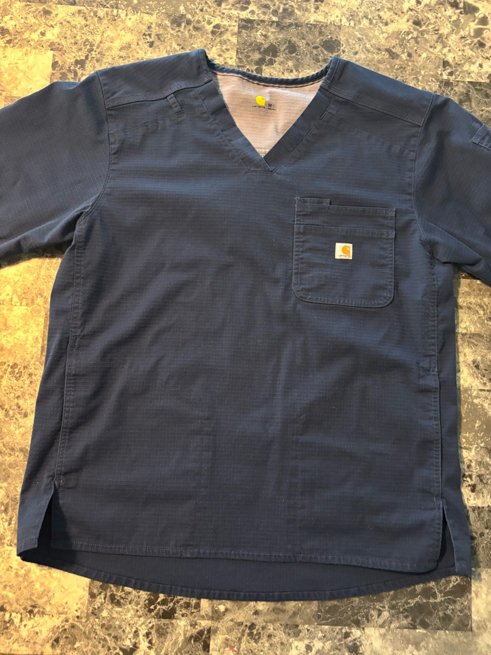 Carhartt Dark Navy Ripstop Work Scrub Top with Chest Pocket